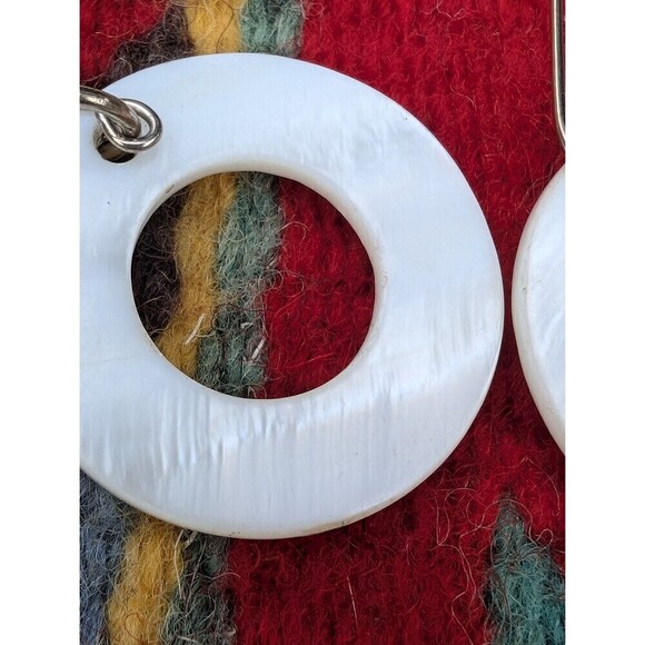 Southwestern Mother of Pearl Earrings // Vintage Fan Earrings - Picture 8 of 9